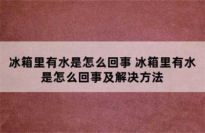 冰箱里有水是怎么回事 冰箱里有水是怎么回事及解决方法